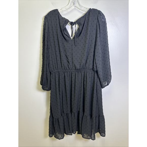 Torrid Mini Clip Dot Babydoll Dress Size 1X Black Line Balloon Sleeve Whimsigoth - Picture 2 of 7